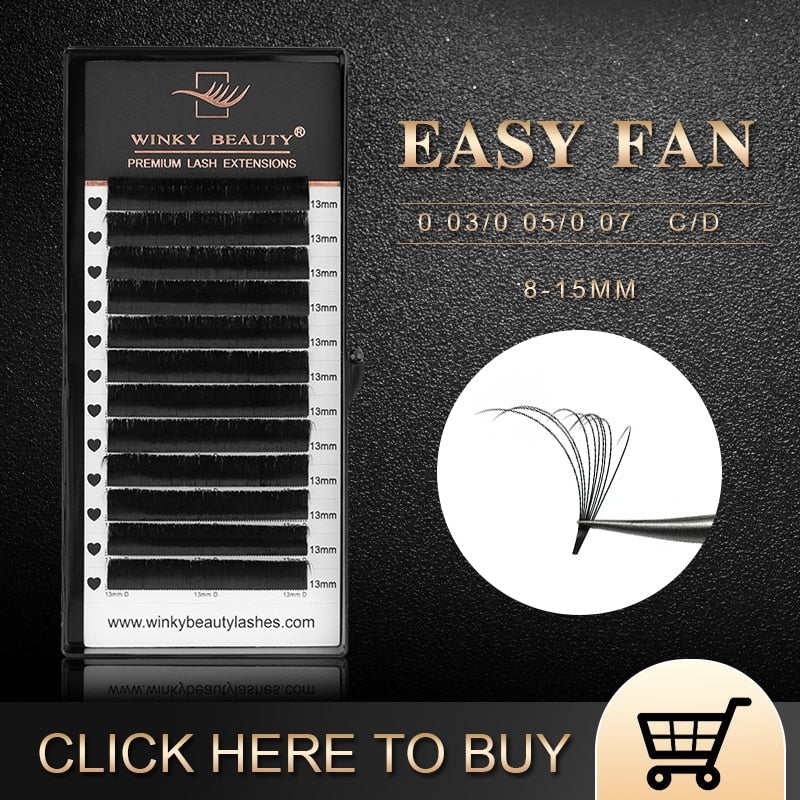 Hot Selling Winky Beauty 0.05/0.07/0.10 C D curl Easy Fanning Lashes Volume Mega Eyelashes Extension Blooming Eyelashes