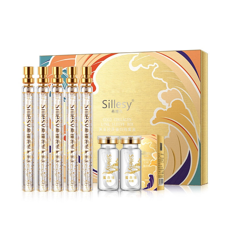 24K Gold Face Serum Active Collagen Silk Thread Facial Essence Anti-Aging Smoothing Firming Moisturizing Hyaluronic Skin Care