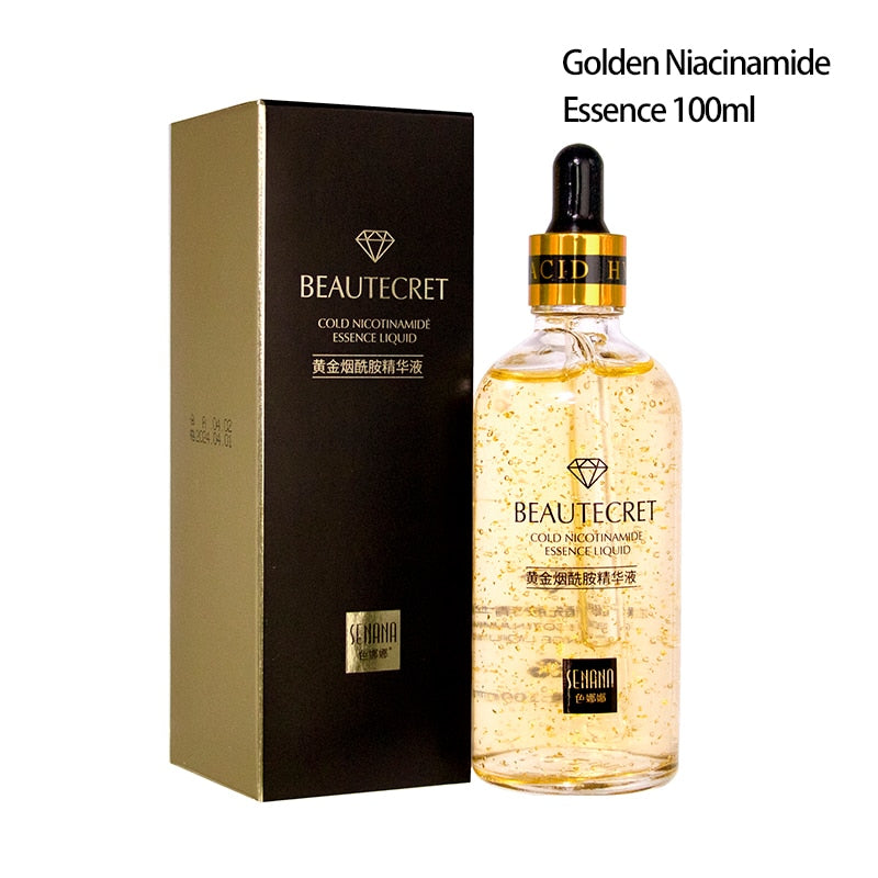 24K Golden Niacinamide Essence Liquid Deeply Nourishes Anti Wrinkles Anti Aging Hyaluronic Acid Nourish Skin Facial Moisturizer