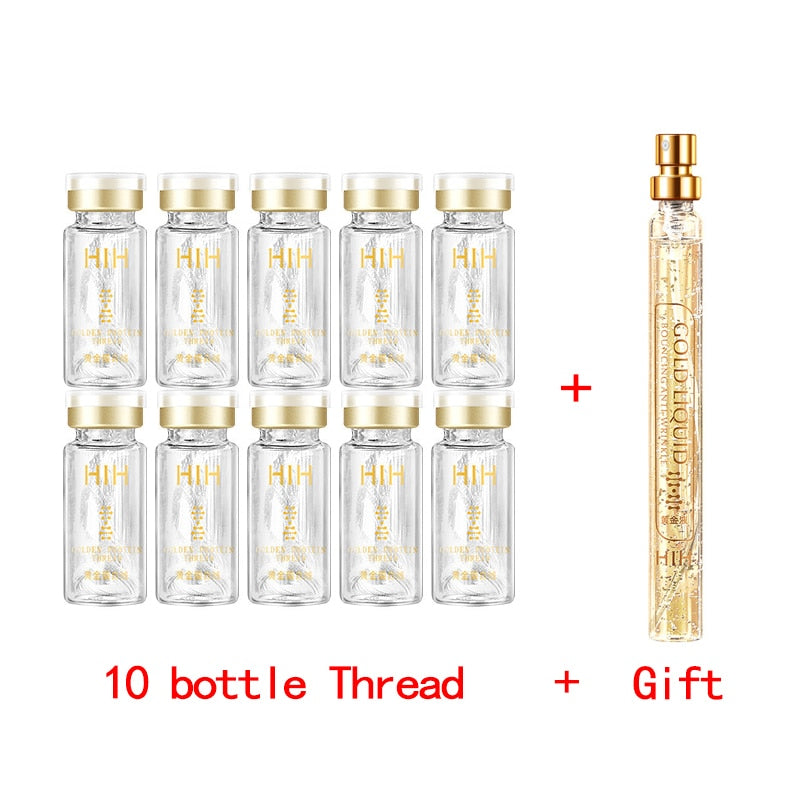 24K Gold Face Serum Active Collagen Silk Thread Facial Essence Anti-Aging Smoothing Firming Moisturizing Hyaluronic Skin Care