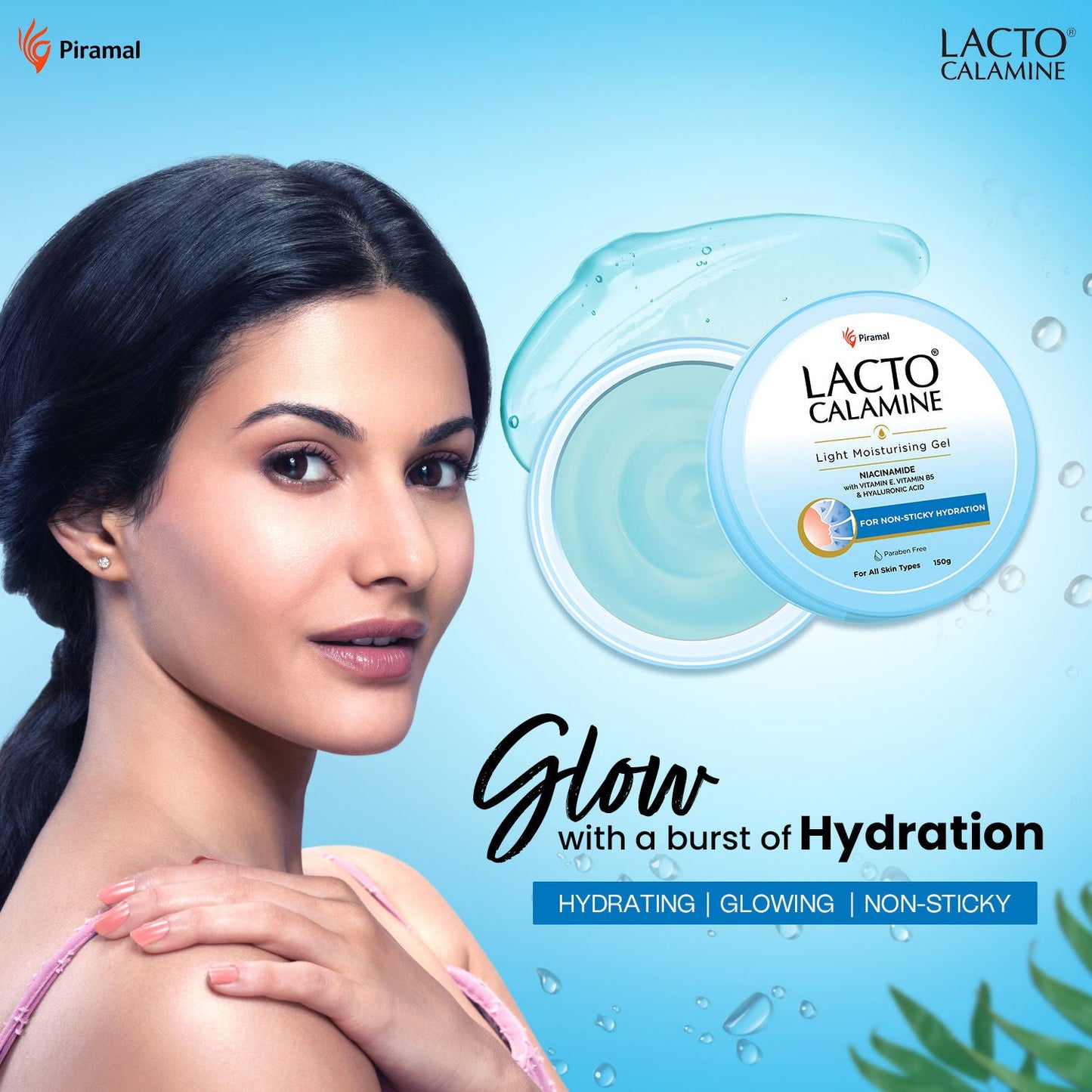 Lacto Calamine Non Sticky Hydrating Face & Body Gel With Niacinamide Hyaluronic And Vitamin E- 150 g